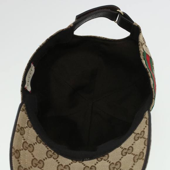 GUCCI GG Canvas Web Sherry Line Cap L Beige Red Green 200035 Auth ki2941 - Picture 7 of 10